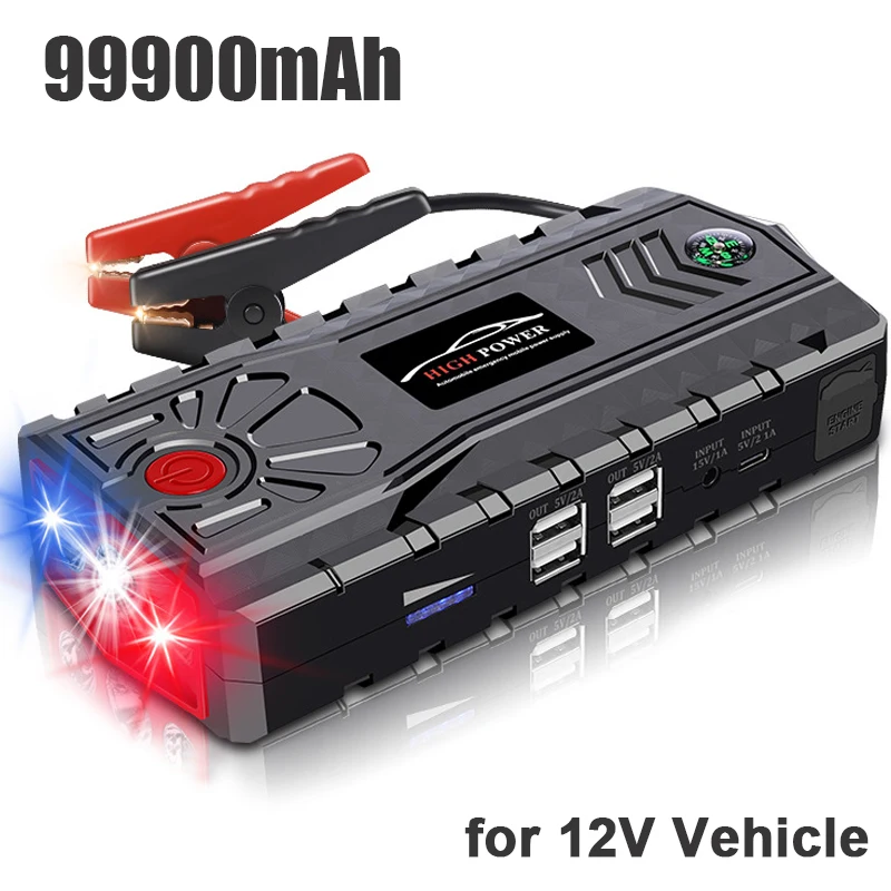 

99900mAh Car Jump Starter Power Bank Emergency Battery Booster Starting Device USB Charger Socket Emergency Starter Power Supply