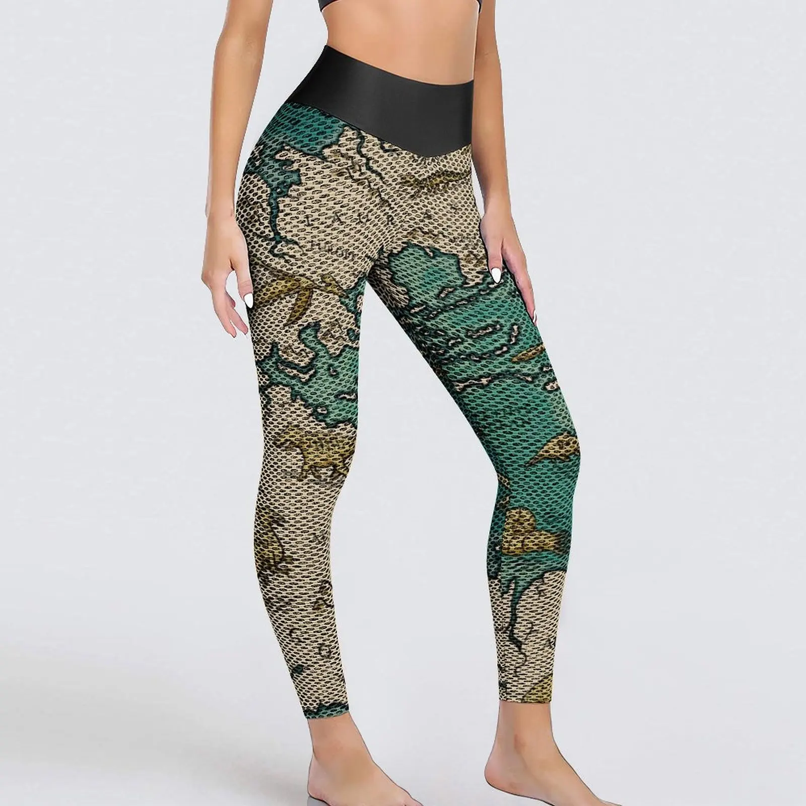 

Earth Map Yoga Pants Sexy Map of The Pangaea Pattern Leggings Push Up Fitness Leggins Women Breathable Quick-Dry Sports Tights