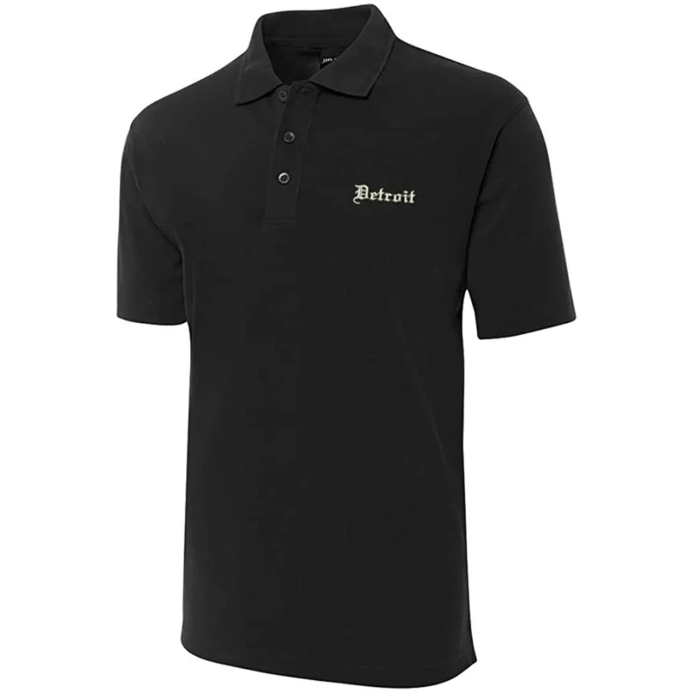 Lyprerazy Golf Shirt Detroit Classic Retro City Embroidered Short Sleeve Polo Shirts Embroidery Men's