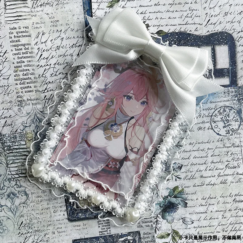 

1 шт., 3-дюймовый держатель для фотокарт Kpop с рюшами, милый корейский модный чехол для фотокарточек с бантом, студенческие принадлежности, подарок