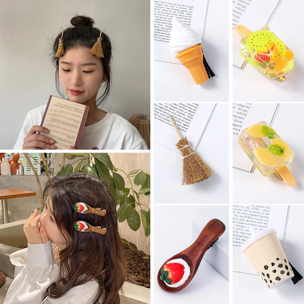 

Модные заколки для волос с шариками мороженого, заколки для волос, подарок для девочек, милые летние аксессуары, конфетные цвета, заколки, ук...