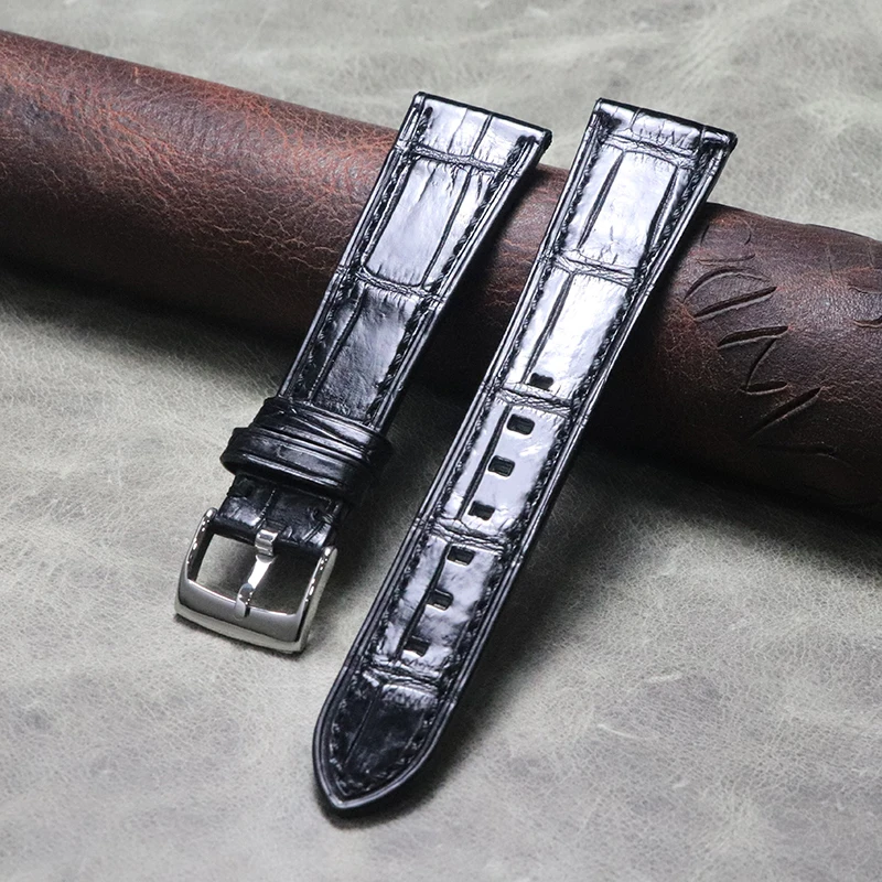 

Thin Syle Men's Bracelet 18mm 19mm 20mm*16mm Black Premium Strap Soft Crocodile Skin Belt Genuine Leather Comfortable Watchband