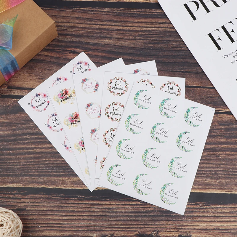 

48pcs Lable Decoration EID Mubarak Paper Sticker Gift Lable Seal Sticker Islamic Muslim Eid Al-fitr Decoration Supplies