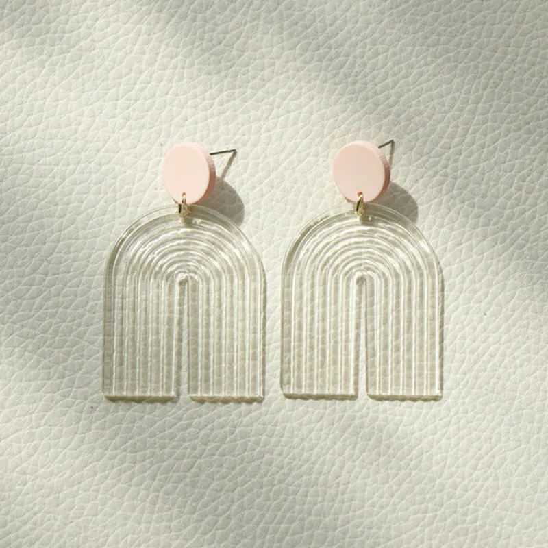 

2022 Новые корейские синие фиолетовые розовые геометрические акриловые висячие серьги Макарон для женщин и девушек, богемные красочные серь...