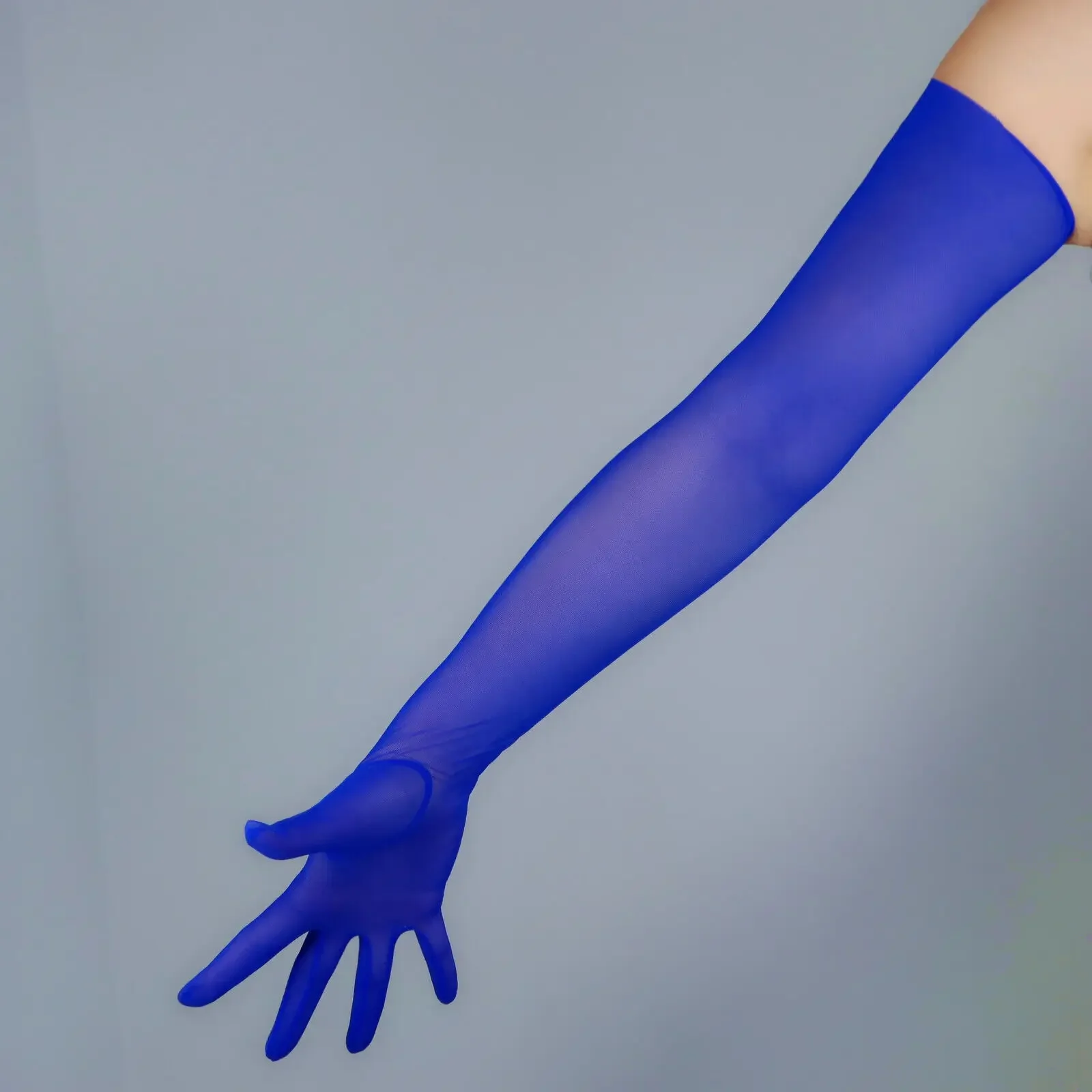 Королевские синие кружевные перчатки женские сетчатые супер длинные Royal Klein Blue 28