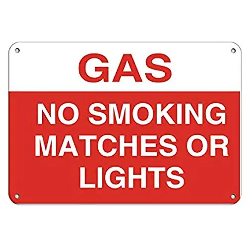 Gas No Smoking Matches Or Lights Hazard Sign Flammable Aluminum Metal Sign