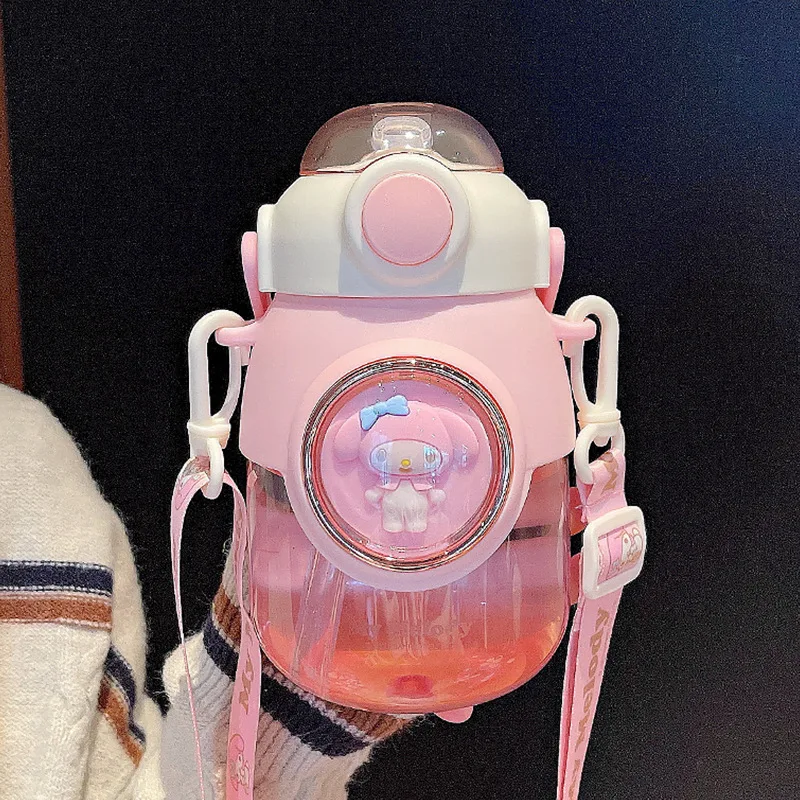 

Girls Summer Convenient Plastic Cup Cute Oblique Large-capacity Children's Straw Cup Creative Space Capsule Water Cup