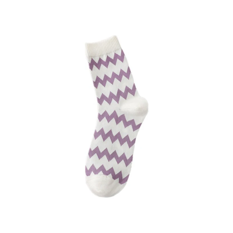 High Quality Women Autumn Winter Cotton Sock Purple Series Lady Girl Preppy Style Middle Tube Socks For Women Fashion