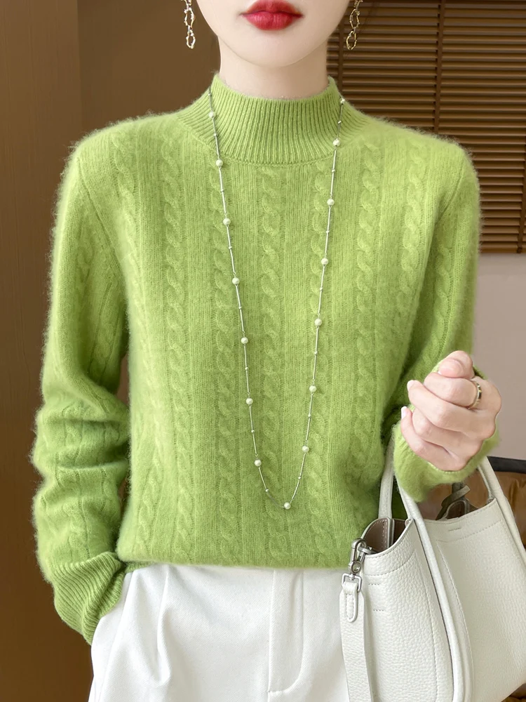 Новинка 2024 женский шерстяной свитер из мериноса утепленная толстовка с