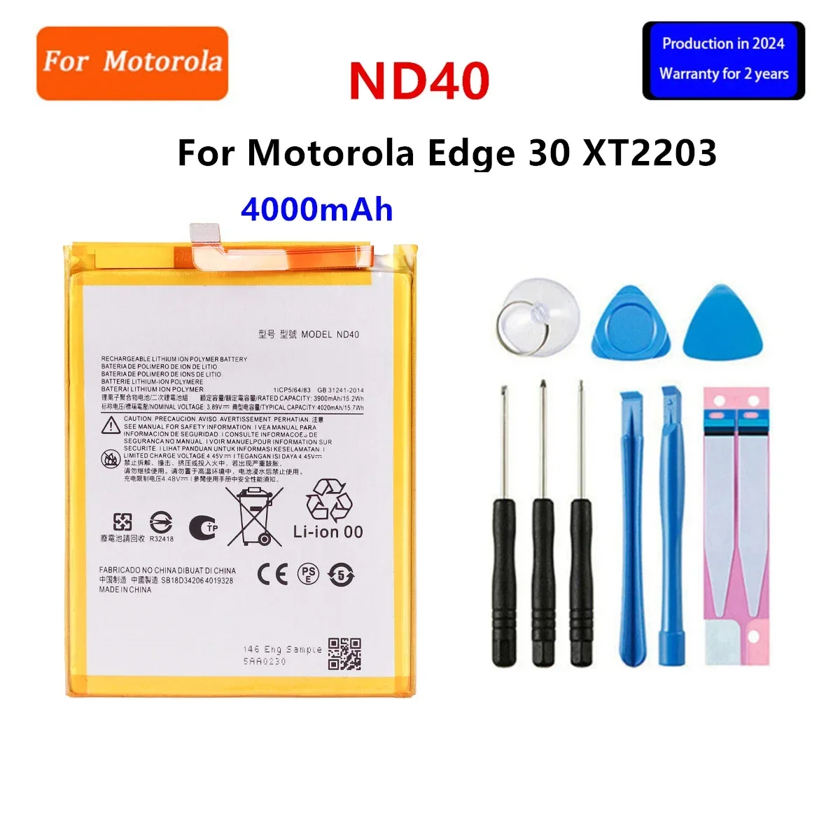100% оригинальный аккумулятор ND40 4000 мАч для Motorola Moto Edge 30 XT2203 edge30 аккумуляторы