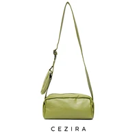 cezira washed pu vegan leather women shoulder bag brand designer casual simple soft crossbody pillow handbag with zip coin purse