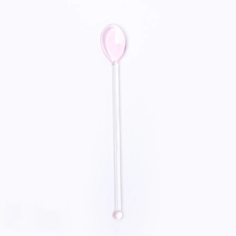 

Ложка для перемешивания из боросиликатного стекла с длинной ручкой, ложка для кофе, чая, льда, барная посуда, кухонный инструмент ярких цветов, ложки для приправ