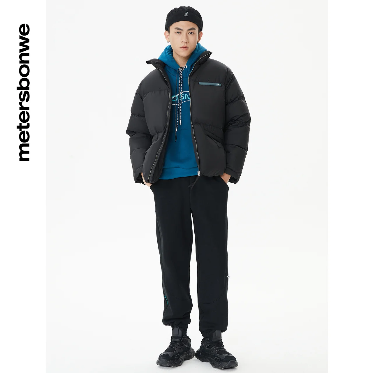 Metersbonwe Men's Plaid Stand Collar Short Down Jacket 90% Duck Down Thick Warm Wear Loose High Quality Winter Down Coats