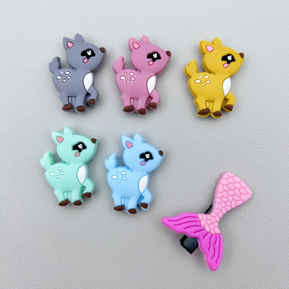 

10pc DIY Silicone Sika Deer Beads Baby Pacifier Chain Necklace Accessories Safe Food Grade Nursing Chewing BPA Free Gift