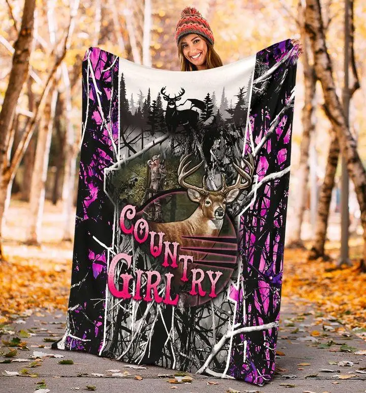 

Country Girl Hunting Customize Design Fleece Blanket 3D Printed Blanket Kids Adult Soft Bed Cover Sheet Plush Blanket