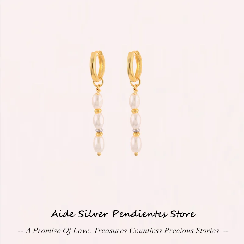 

AIDE Minimalist Pearl Earrings Tassel Earrings For Wedding Jewelry Real 925 Sterling Silver Charms Hoop Earring Pendientes Mujer