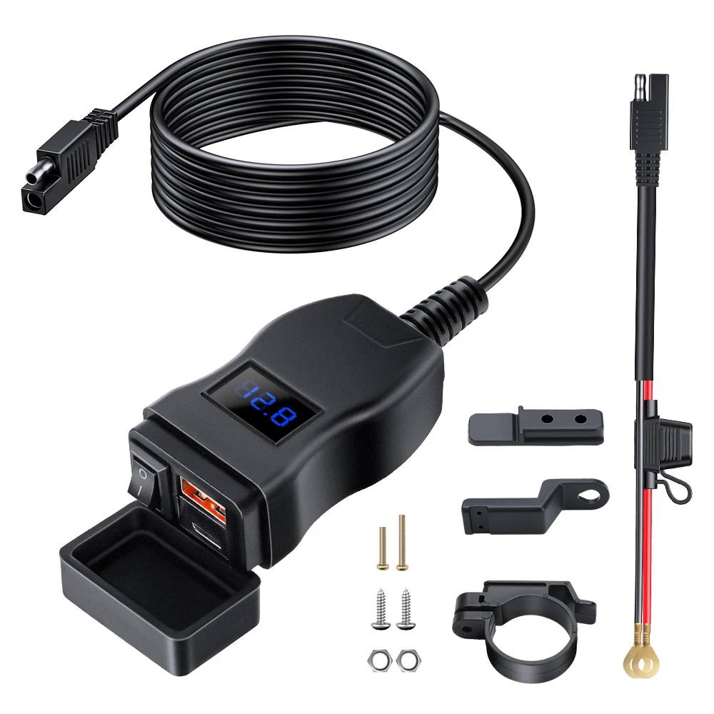 

Extractme мотоциклетное USB быстрое сотовое зарядное устройство водонепроницаемый разъем порта типа C с мобильным вольтметром цифровая зарядка