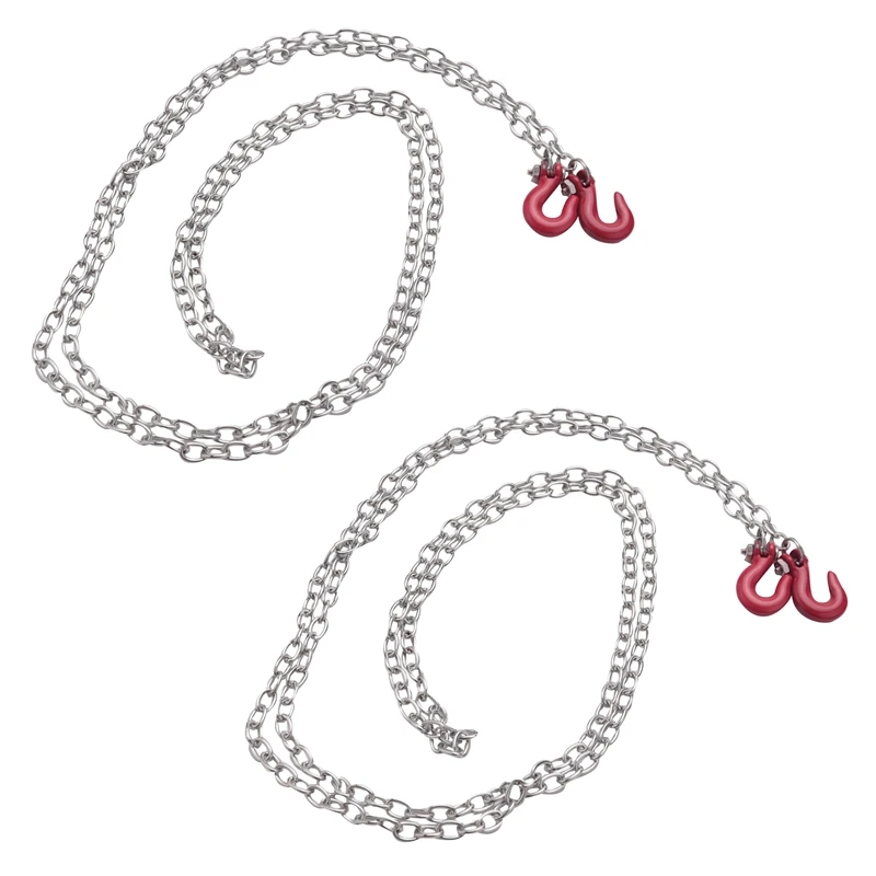 

2X Racing 1:10 RC Car Rock Crawler Accessory 85Cm Long Chain Hook Red + Silver