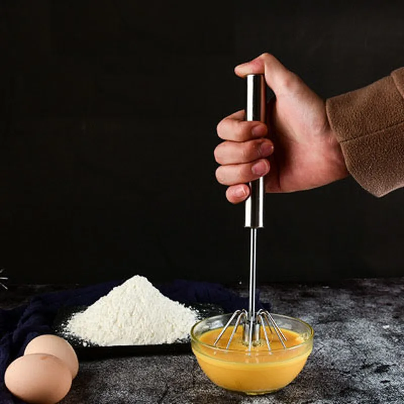 

Semi-automatic Egg Beater Manual Self Turning Stainless Steel Whisk Hand Blender Mixer Cream Stirring Convenient Kitchen Tools