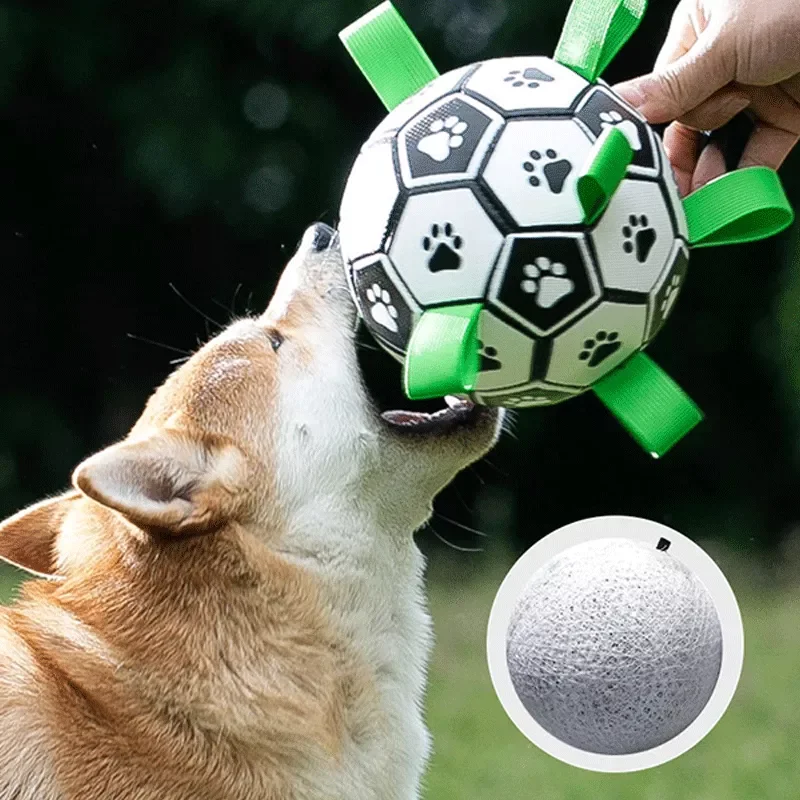 

Dog Interactive Ball Pet Toy Football Training Puzzle Supplies Puppy Teeth Crunch Ball Outdoor Accessories With Grab Tabs