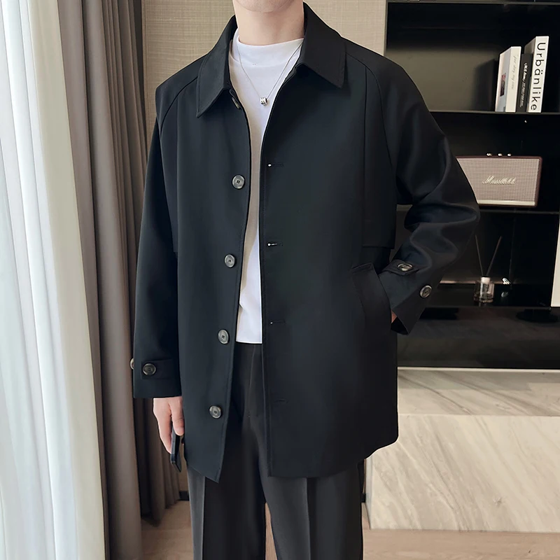 Тренч верхняя одежда мужской средней длины весна и осень 2024 новинка Pu Shuai High Sense