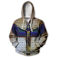 phechion New Men/Women Egyptian Symbol Pharaoh 3D Print Casual Zipper Hoodies Fashion Coat Hip Hop Sports Zip Hooded B105