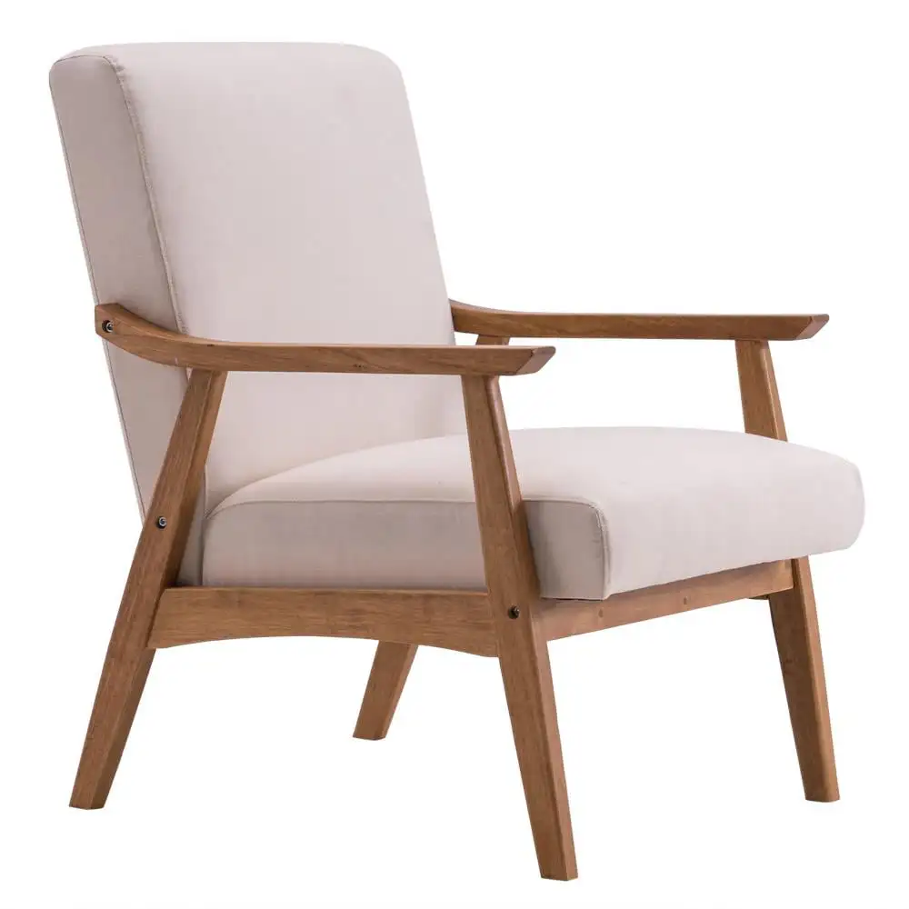 

Современное кресло Ktaxon среднего века с рамой из массива дерева, Клубное кресло, бежевое