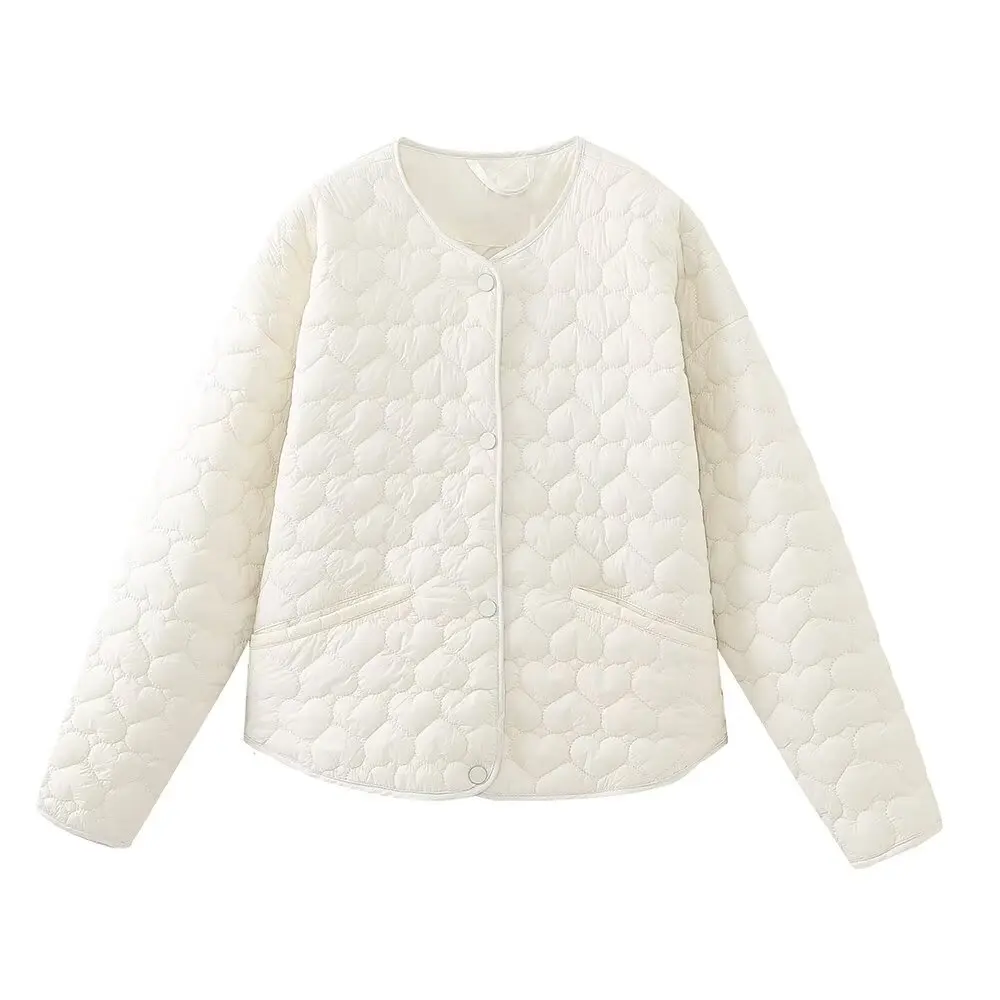 TRAFZA женская зимняя модная стеганая хлопковая куртка в форме сердца с карманами