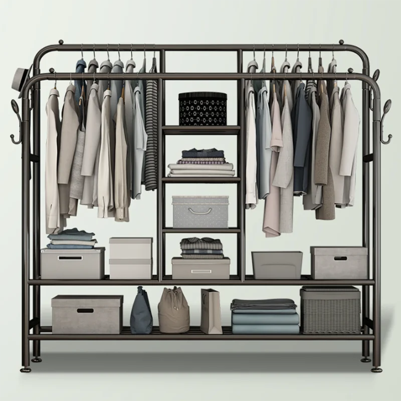 

Coat Drying Black Clothes Rack Hanging Balcony Drying Corner Nordic Boutique Clothes Rack Shop Storage Arara De Roupa Furniture