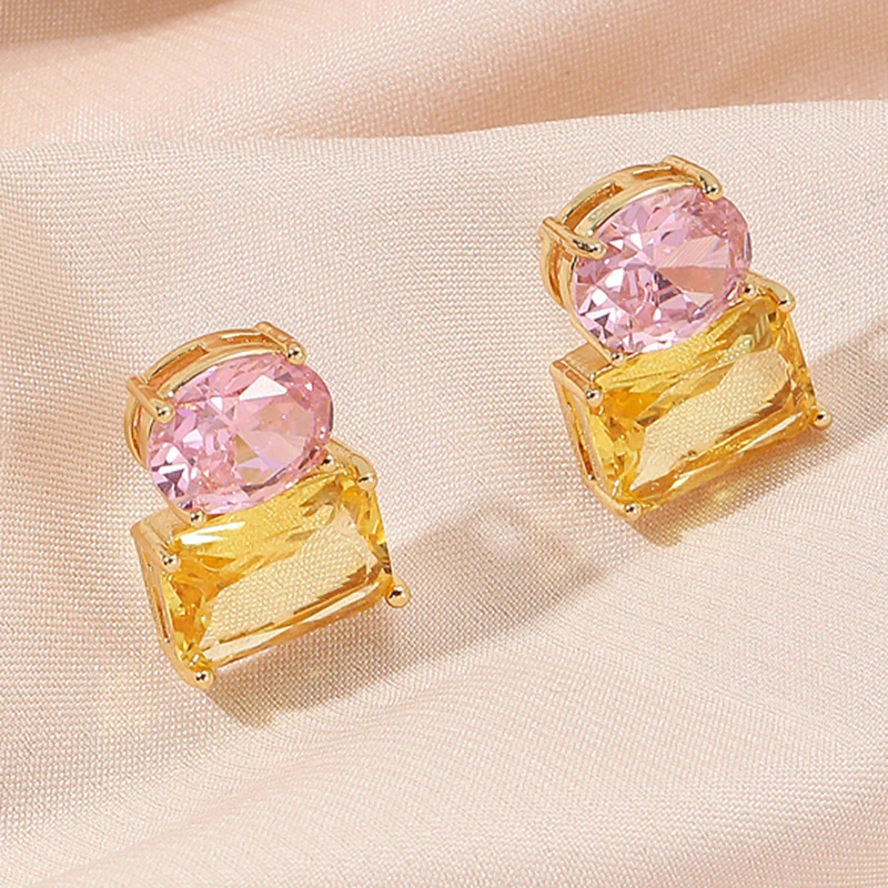 Женские квадратные серьги-гвоздики FEEHOW роскошные геометрические серьги с