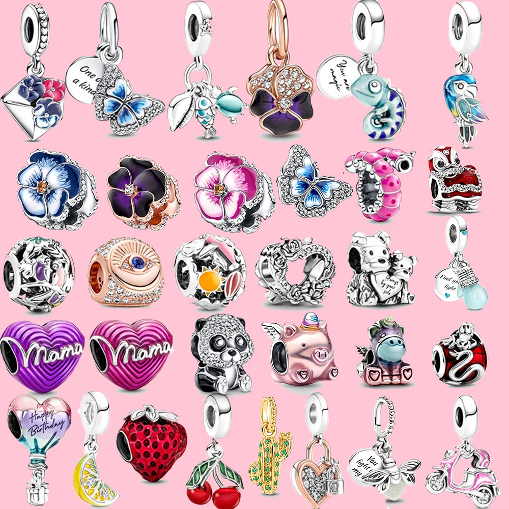 Perles de charme d'animaux de dessin animé en argent 925 pour femme, papillon bleu, volant, Nairobi, over, orn, cadeau original, bracelet bricolage, Pmotfit