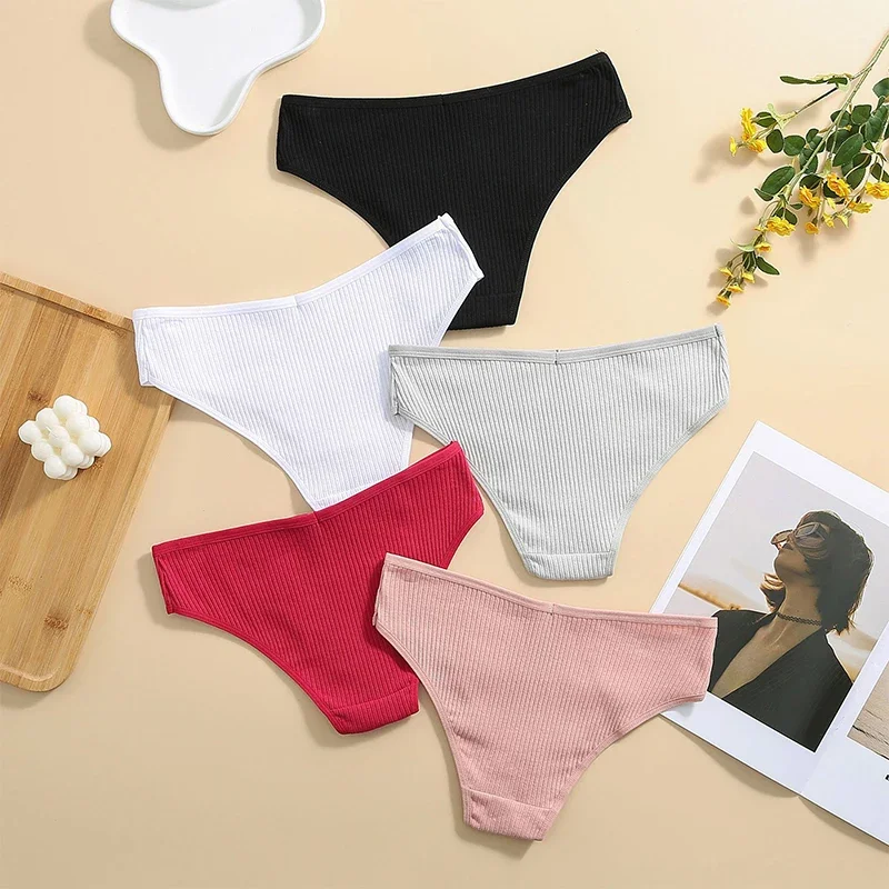 Однотонное хлопковое нижнее белье для женщин 3 шт. мягкие и дышащие трусики