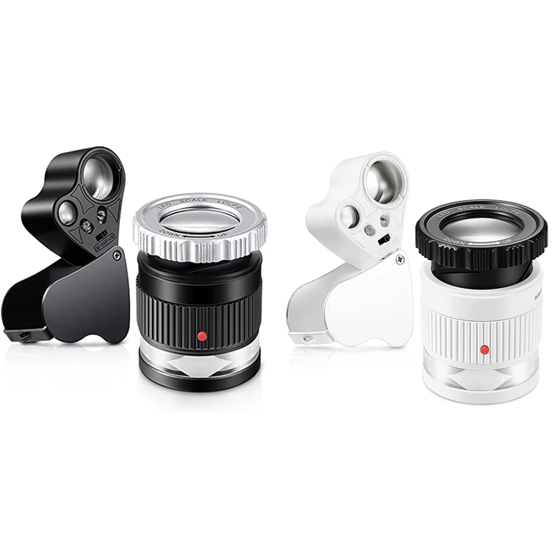 

2Pcs Loupe Magnifier,30X 60X Illuminated Loupe Magnifier With LED Light Magnifying Glass Eye And 30X Loupe Magnifier