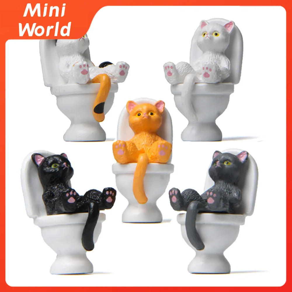 

5 шт./компл. миниатюрные Статуэтки из серии туалета с животными, милый Декор, маленький аквариум, искусственная Статуэтка для интерьера