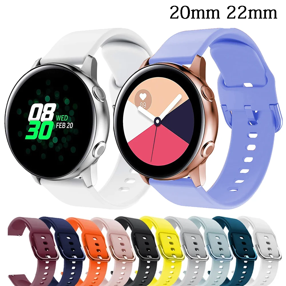 

22mm/20mm Strap for Samsung Galaxy watch 4 44mm Classic/3 silicone bracelet correa 5 Pro 45mm Gear s3 frontier Active 2 band