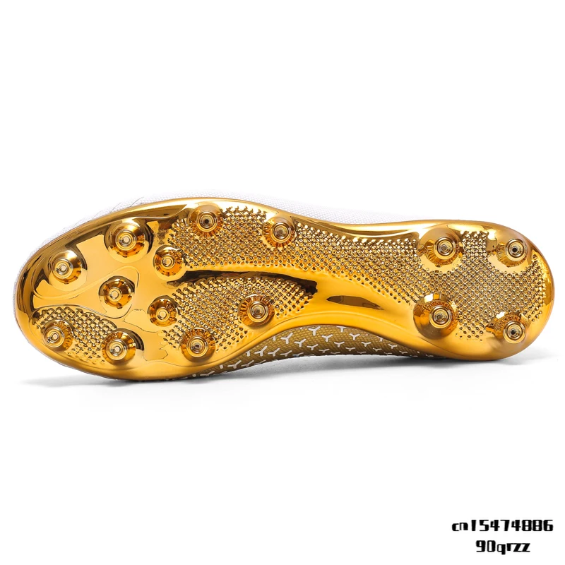 White Golden Men Football Boots High Ankle Soccer Shoe Women Soft Groud Man Trainer Gym Botas De Futbol Socks Cleats Training