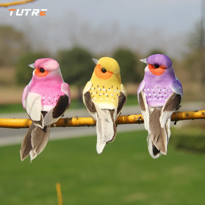 

4Pcs Simulation Feather Bird Colorful Foam Bird Simulation Gardening Decorative Crafts Park Garden Ornament Home Yard Decoration