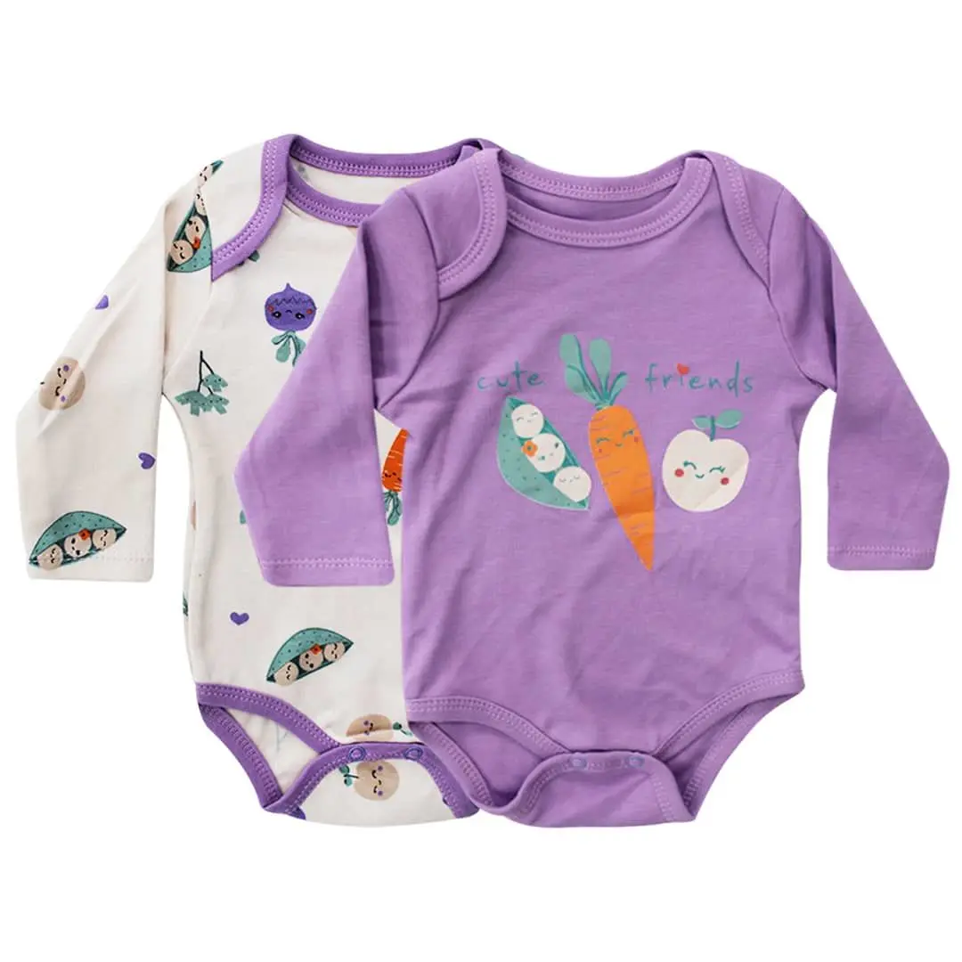 

Girl Baby Vegetables Pattern Purple White 2-up Zıbın Set