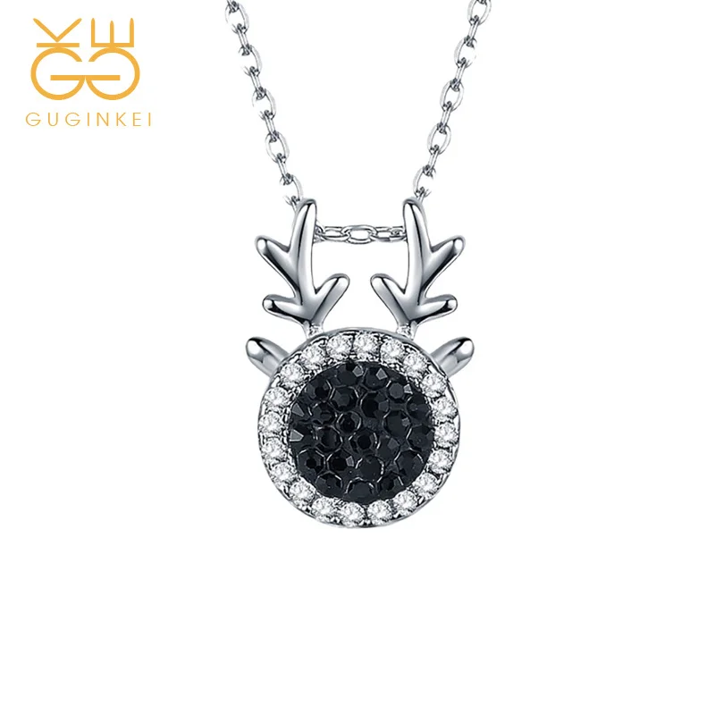 

GUGINKEI, новинка 2022, креативное красное черное ожерелье, серебро 925 пробы, ювелирные изделия, двустороннее ожерелье из серебра с рогами