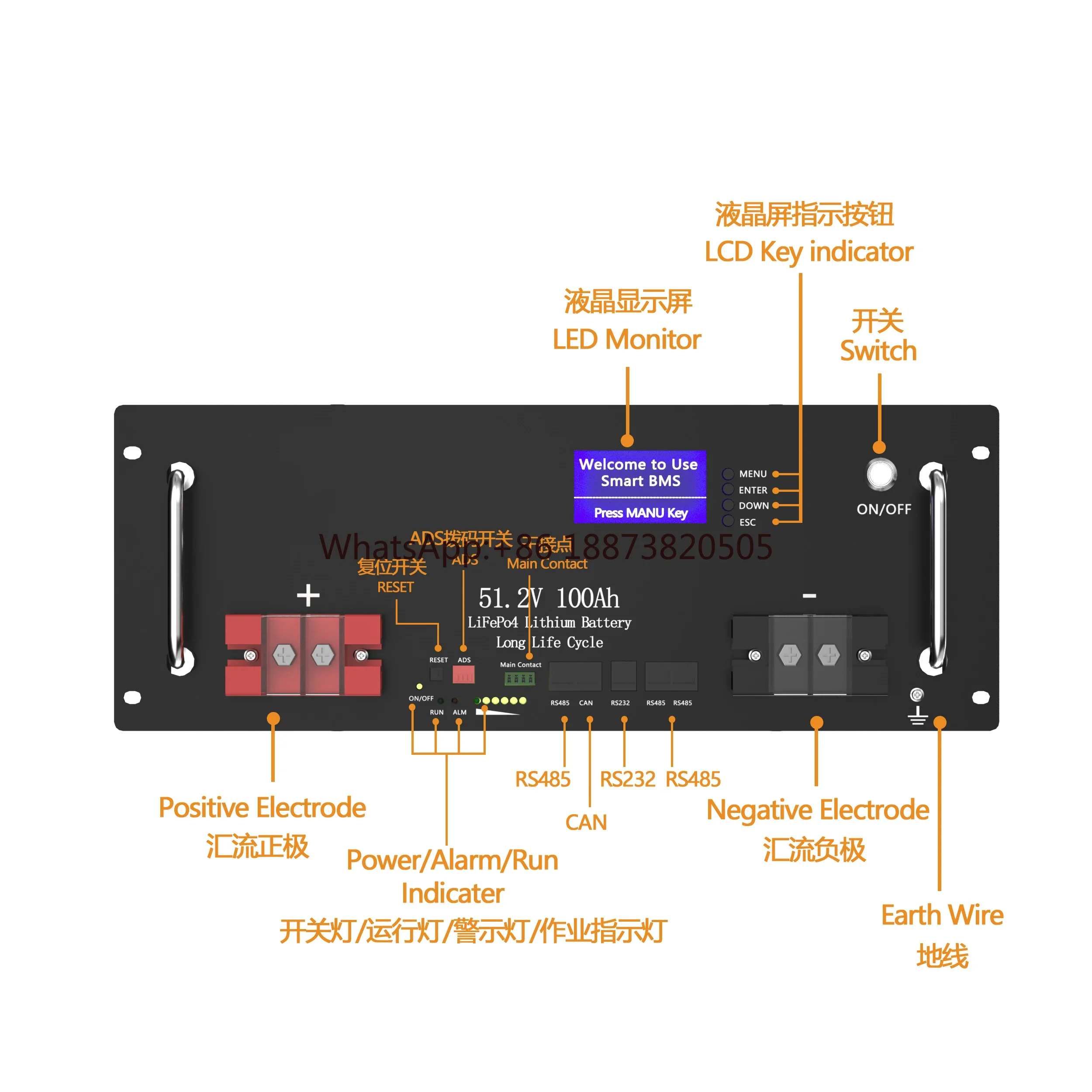 48 в 100 Ач LiFePO4 аккумулятор для хранения энергии 5 кВтч домашняя система