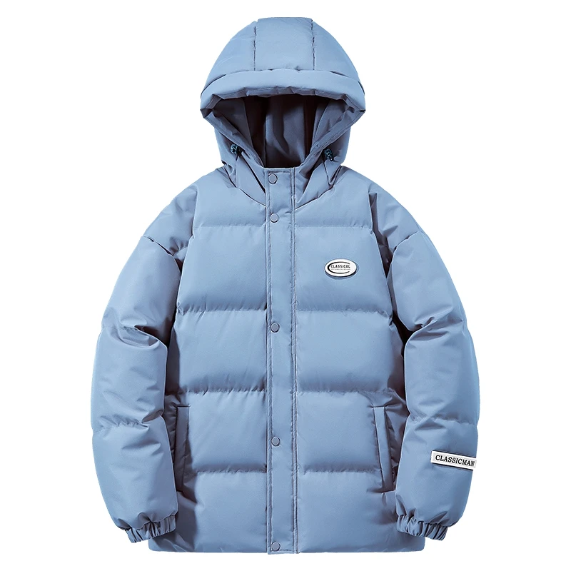 Winter Warm Men Cotton Coat  Thick Waterproof Jacket Parkas Solid Color Hoodied Oversize Outwear Woman Fashion Clothing Armband