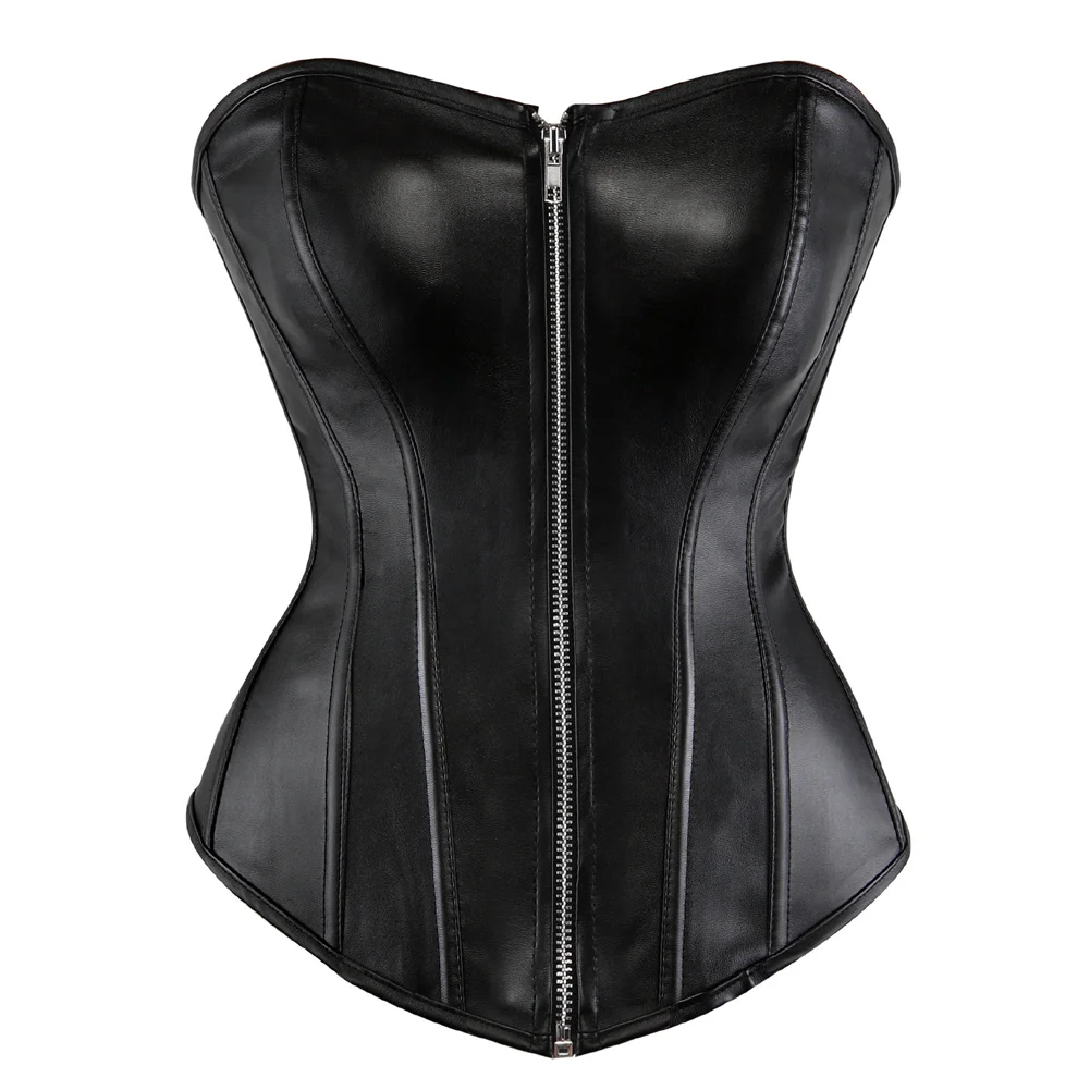 

Women Faux Leather Sexy Corset Tight-fitting Waist Train Corset Retro Lace-up Overbust Costume Corsets