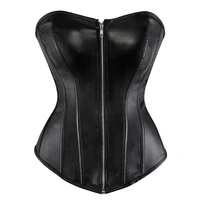 women faux leather sexy corset tight fitting waist train corset retro lace up overbust costume corsets
