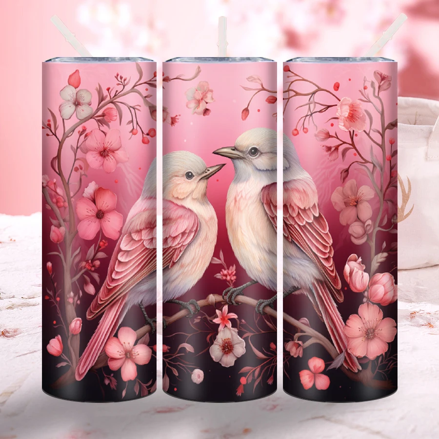 20-унций Бутылка Для Воды Из Нержавеющей Стали С Персиковым Цветочным Узором И