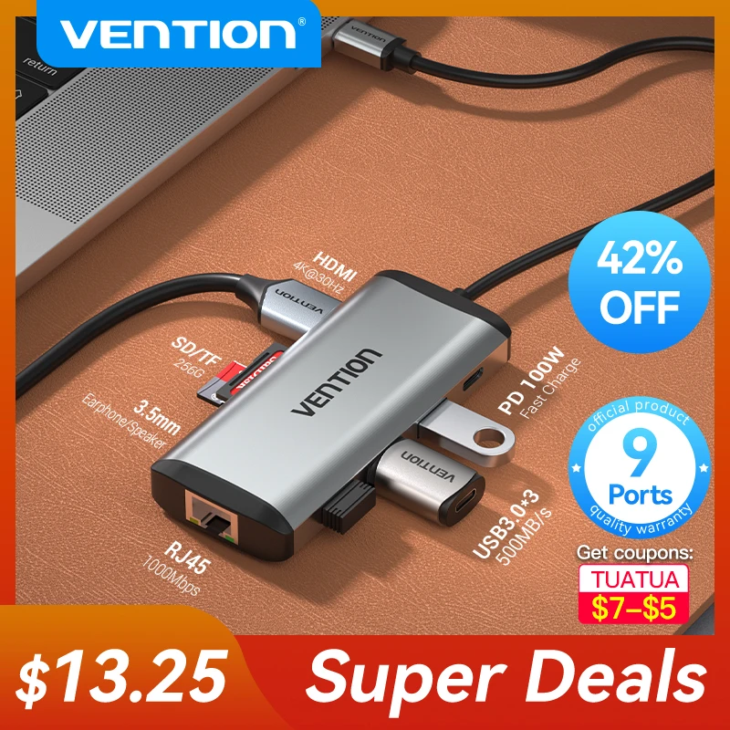 Vention USB C HUB Type C to USB 3.0 Dock Station USB C HDMI RJ45 4K for MacBook Pro Air Accessories Type C 3.1 Splitter USB HUB