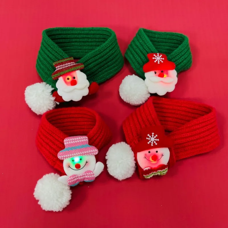 

Cat Collar Bib Dog Scarf Christmas Drool Towel Knitted Wool Handwoven Cute Snowman Santa Claus Neck Set Accessories Dog Bow Tie