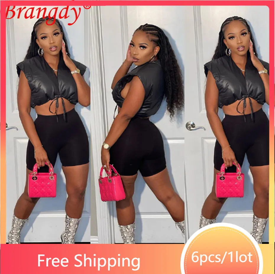 

6 шт., женский зимний короткий жилет с V-образным вырезом