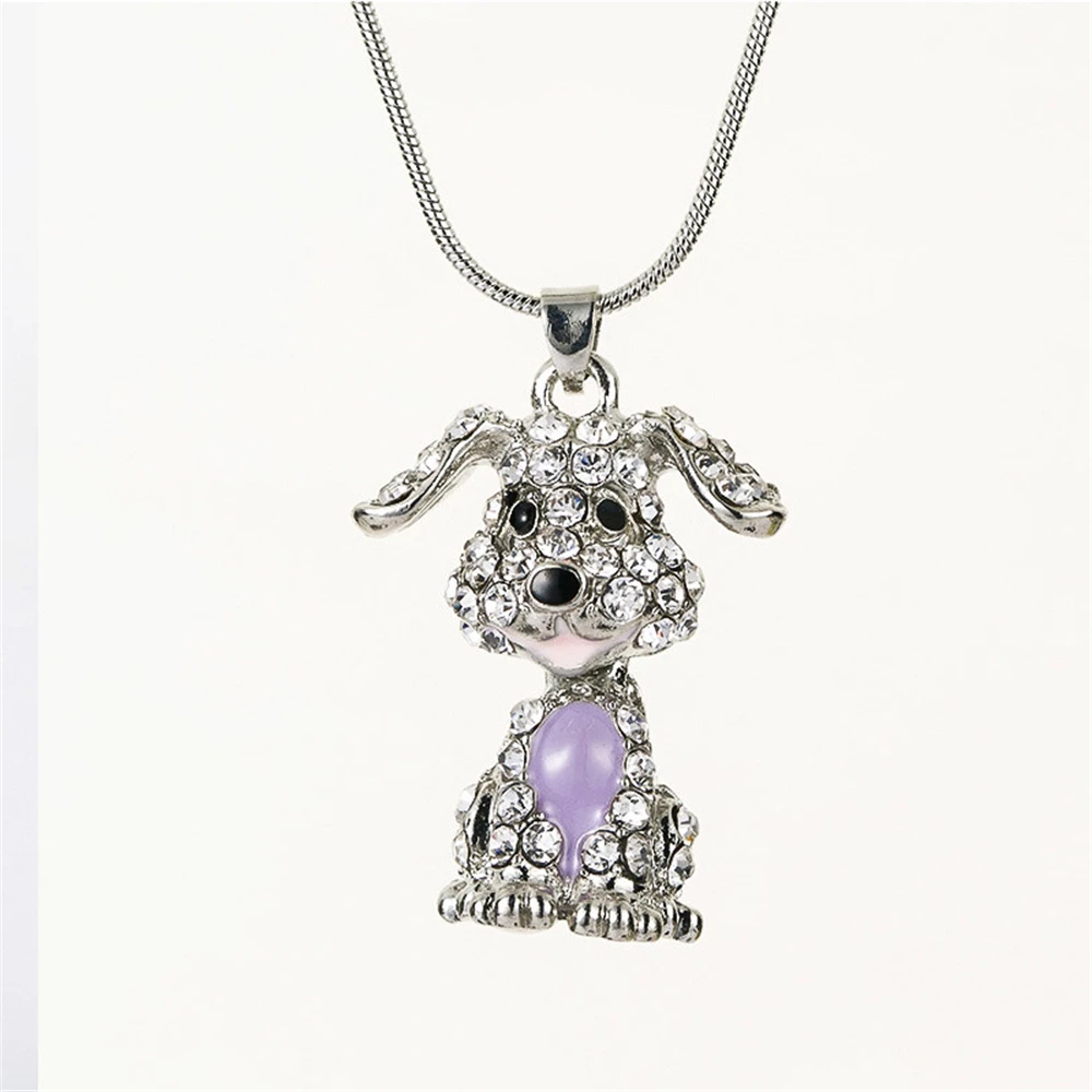 

PTQASP Creative Shining Full Diamond Cartoon Smart Dog Pendant Necklace Fashion Girl Animal Sweater Chain Exquisite Love Gifts
