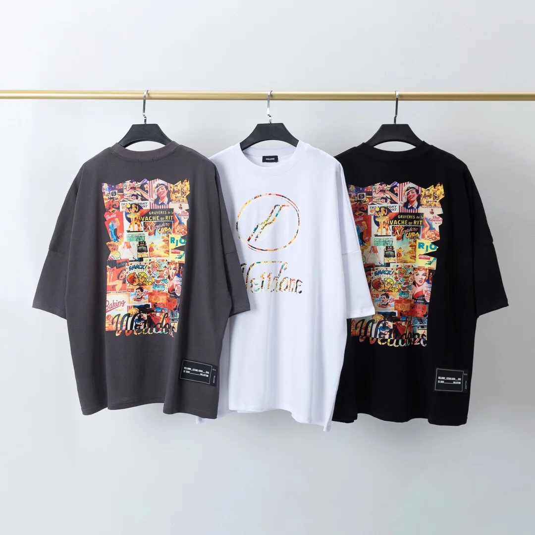 

WELLDONE T Shirts 2022SS Men Women Classic Logo Printed Oversized WE11 DONE T-shirt Graphic Tees Streetwear Oversized T Shirt