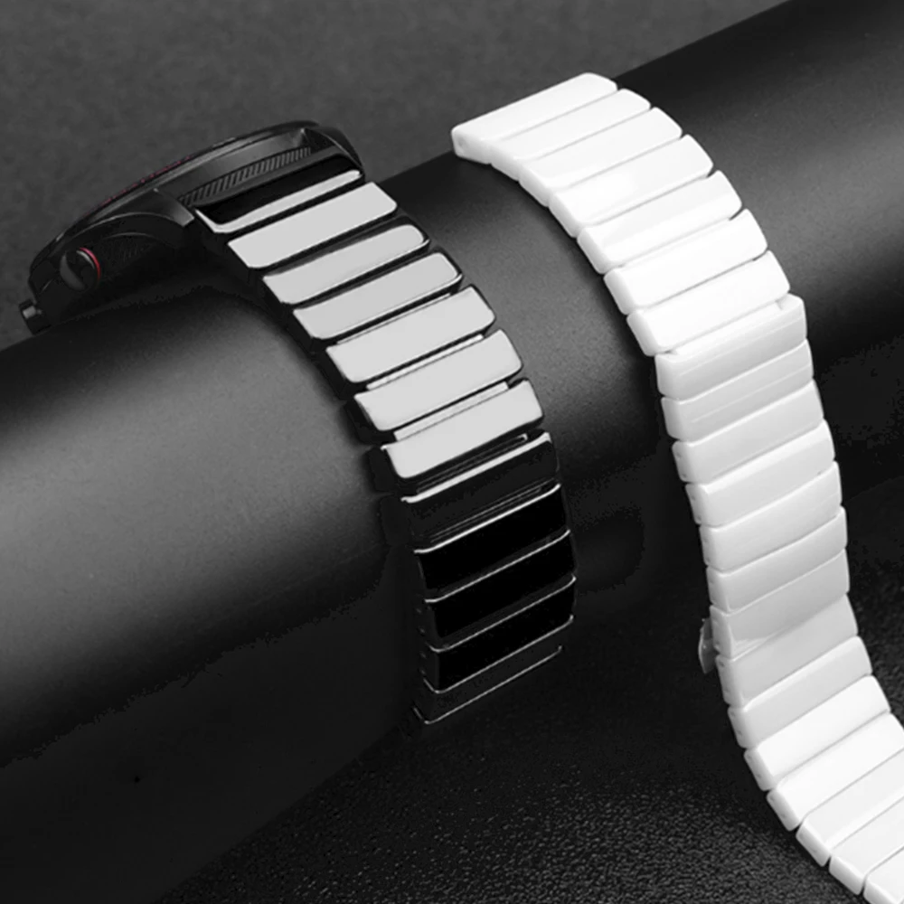 Ceramic Strap for Samsung Galaxy Watch 5/5 Pro/4/4 Classic Huawei Watch 3/GT/2 Butterfly Buckle Bracelet Wristband Amazfit GTR